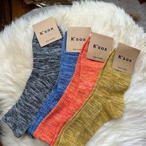 Women Multicolor Crew Socks Set 4 packs